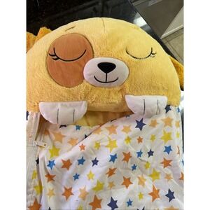 Happy Nappers sleeping bag Yellow Dog Stars 54x20 All In one Pillow And Zippered